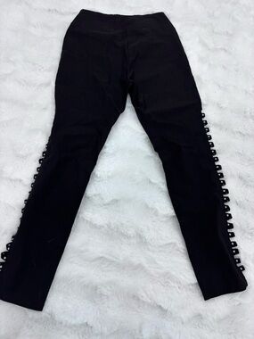 Black pants with loop and rhinestone design